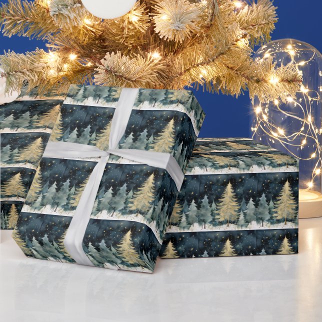 Papel De Presente Wonderland Inverno Espumando Árvores de Natal (Feriados)