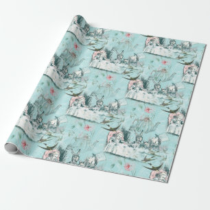 Papel De Presente Wonderland Mad Tea Party Aqua Pink Wrappaper
