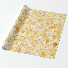 Papel De Presente Wonky Watercolor Dourado Glitter Metal Scales de S
