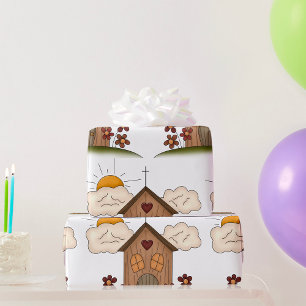 Papel De Presente Wooden Church