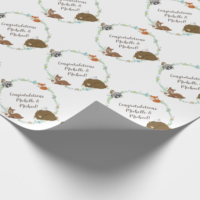 Papel De Presente Woodland Animal Chá de fraldas (Ponta)