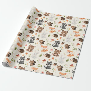Papel De Presente Woodland Animal Chá de fraldas Birthday