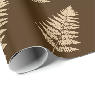 Papel De Presente Woodland Fern 1, Brown e Beige