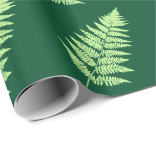 Papel De Presente Woodland Fern 1, Emerald e Light Green