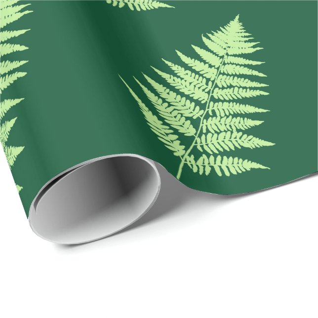 Papel De Presente Woodland Fern 1, Emerald e Light Green (Ponta do rolo)
