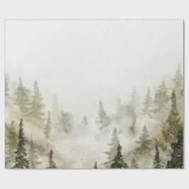 Papel De Presente Woodland,Forest,Pine Trees,String Lights