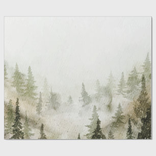 Papel De Presente Woodland,Forest,Pine Trees,String Lights