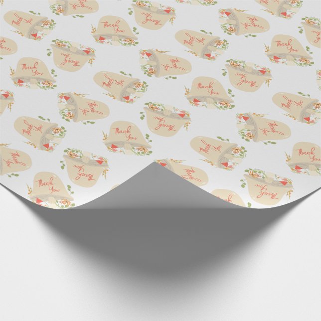 Papel De Presente Woodland Mushroom Chá de fraldas Obrigado (Ponta)