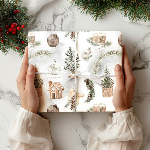 Papel De Presente Woodland Pine Christmas
