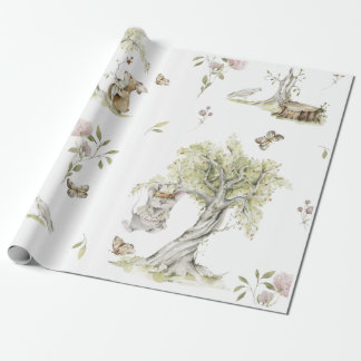 Papel De Presente Woodland Watercolor, Papel para Molho para Criança