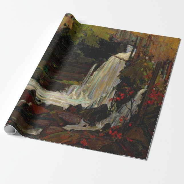 Papel De Presente Woodland Waterfall Canada Landscape, por Tom Thoms (Desenrolado)