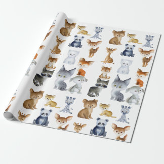 Papel De Presente Woodland Whimsy Watercolor Forest Animals Wrapping