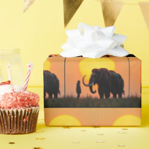 Papel De Presente Wooly Mammoth e Man