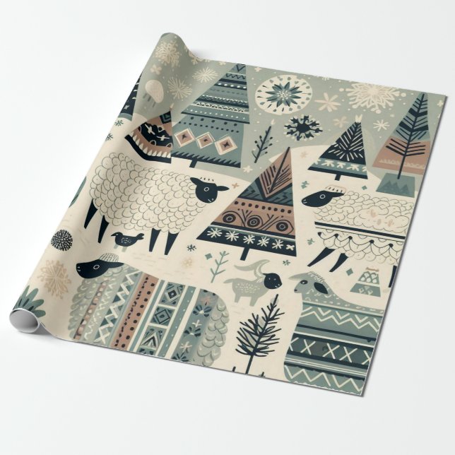 Papel De Presente Wooly Winter Wonderland (Desenrolado)