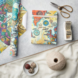 Papel De Presente World Map 