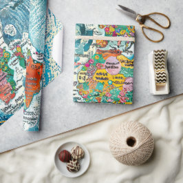 Papel De Presente World Map 