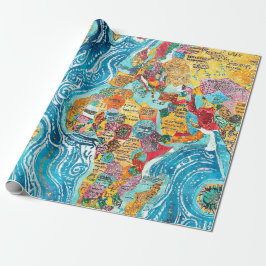 Papel De Presente World Map 