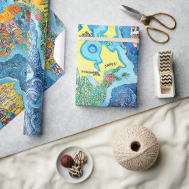 Papel De Presente World Map 