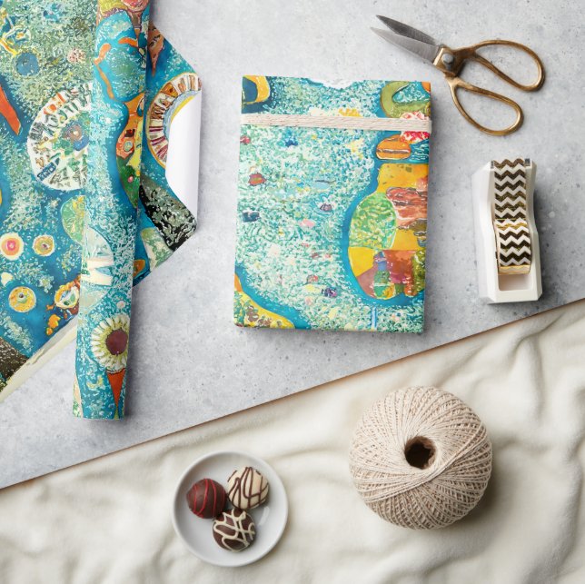 Papel De Presente World Map  (Artesanato)