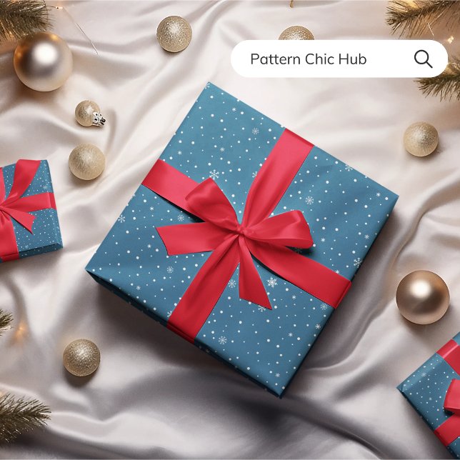 Papel De Presente WP08 Floco de Neve Floco de Natal Azul Moderno Ele (Criador carregado)