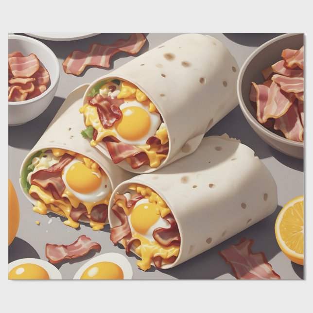 Papel De Presente Wrap de Café da Manhã com Bacon Ovo e Queijo (Aberto)