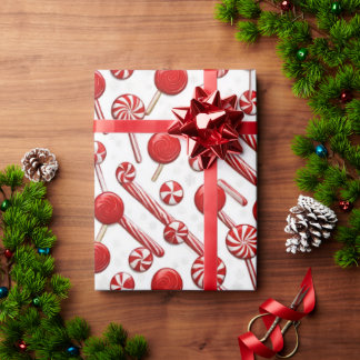 Papel De Presente Wrap Festivo Wonderland 'Candy Canes & Lollipops'