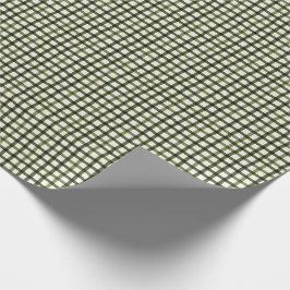 Papel De Presente Wrap Moderno de Natal de Gingham Verde