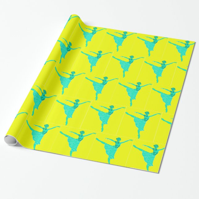 Papel De Presente Wraping Paper Balé Dancer New Year Wsihes (Desenrolado)