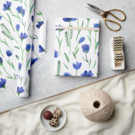 Papel De Presente Wrapping Paper - Blue Flowers