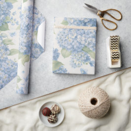 Papel De Presente Wrapping Paper | Blue Hydrangea Floral Gift Wrap