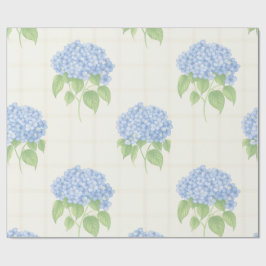 Papel De Presente Wrapping Paper | Blue Hydrangea | Luxe Ivory Plaid