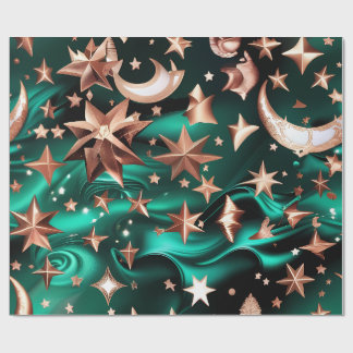 Papel De Presente Wrapping Paper – Luxury Malachite Green Celestial 