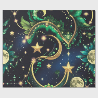 Papel De Presente Wrapping Paper – Luxury Obsidian Black Celestial 