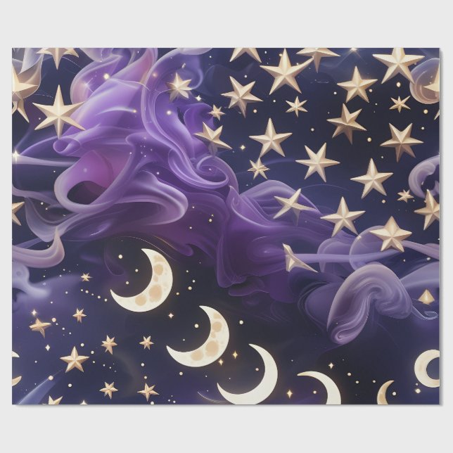 Papel De Presente Wrapping Paper – Luxury Royal Amethyst Celestial (Aberto)