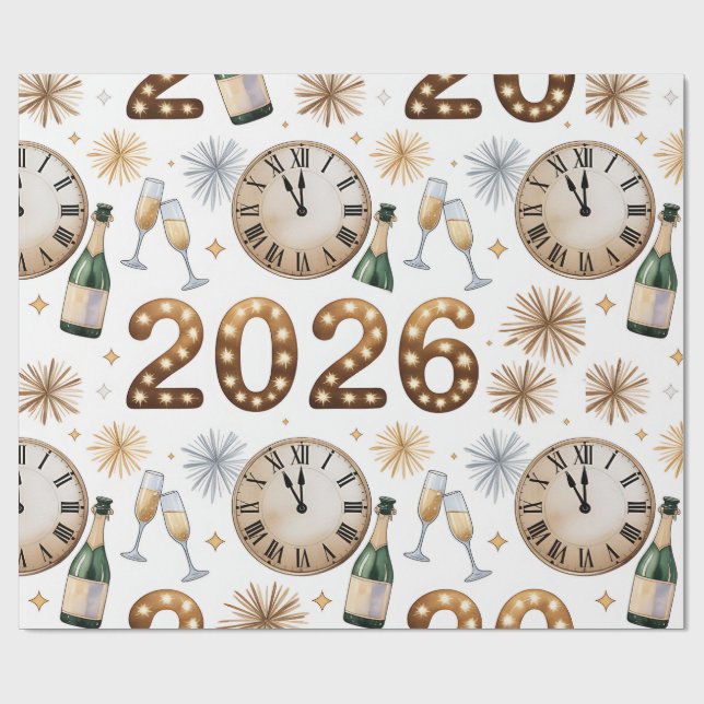 Papel De Presente Wrapping Paper-New Year 2026 Wrapping Paper (Aberto)