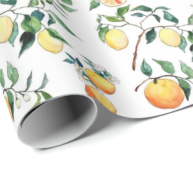 Papel De Presente Wrapping Paper - Oranges and Lemons (Ponta do rolo)