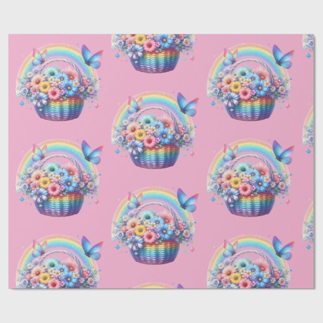 Papel De Presente Wrapping Paper-Pastel Spring Floral Wrapping Paper (Aberto)