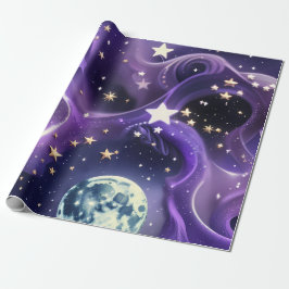 Papel De Presente Wrapping Paper – Purple Celestial Moon Phases