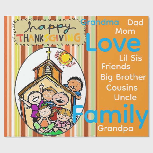 Papel De Presente Wrapping Paper Thanksgiving Family Love (Aberto)