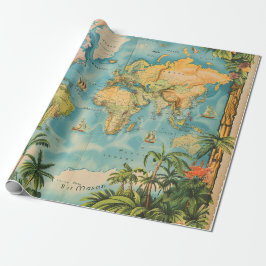 Papel De Presente Wrapping Paper- Vintage Atlas
