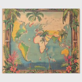Papel De Presente Wrapping Paper-Vintage Atlas Wrapping Paper