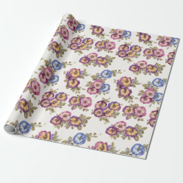 Papel De Presente Wrapping Paper | Vintage Pansy Floral Garden