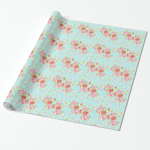 Papel De Presente Wrappingpaper gasto floral do casamento dos rosas