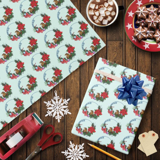 Papel De Presente Wreath do rato de Natal (Criador carregado)