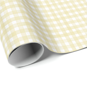 Papel De Presente Xadrez Amarelo Manteiga Clássico