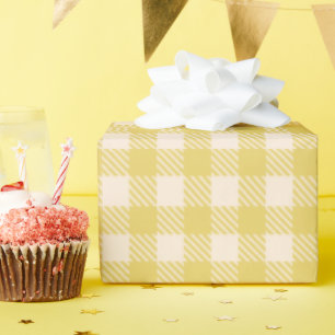 Papel De Presente Xadrez amarelo sunshine clássico gingham