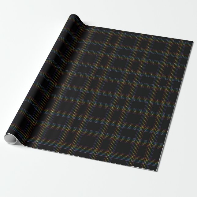 Papel De Presente Xadrez Arco-íris (Desenrolado)