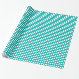 Papel De Presente Xadrez Azul Aqua