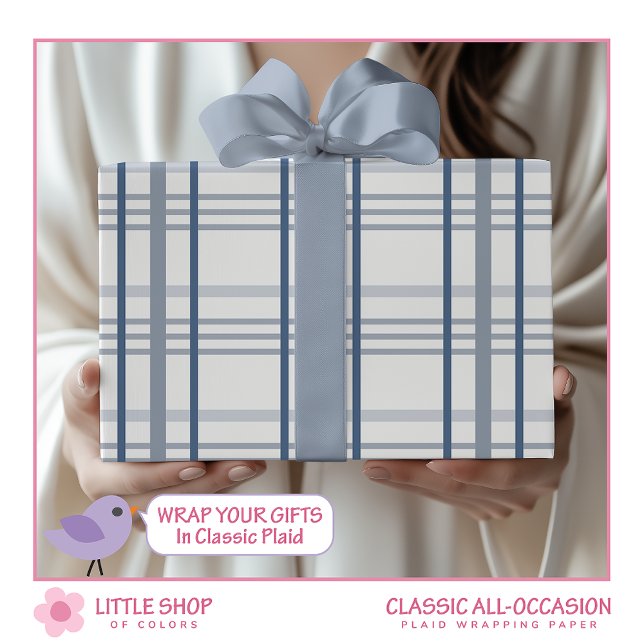 Papel De Presente Xadrez Azul Clássico (Criador carregado)