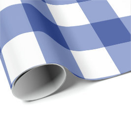 Papel De Presente Xadrez Azul Clássico de Escala Média